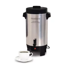 Coffee Makers West Bend 30-Cup Polished Aluminum Silver With Quick Brewing Coffee Urn With Automatic Temperature Control Large Capacity -MegaChef Sales Shop aluminum west bend coffee urns cu0042pa23 1f 1000