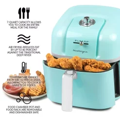 Air Fryers Nostalgia Classic Retro 7 Qt. Aqua Air Fryer -MegaChef Sales Shop aqua nostalgia air fryers claf7aq c3 1000