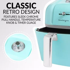 Air Fryers Nostalgia Classic Retro 7 Qt. Aqua Air Fryer -MegaChef Sales Shop aqua nostalgia air fryers claf7aq fa 1000