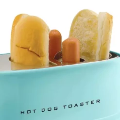 Toasters Nostalgia Retro Series 2-Slice Aqua Long Slot Hot Dog And Bun Toaster With Crumb Tray And Mini Tongs -MegaChef Sales Shop aqua nostalgia pop up toasters hdt600aq c3 1000