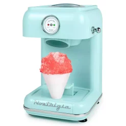 Dessert Makers Nostalgia 30 W Aqua Blue Snow Cone Maker With Retro Design -MegaChef Sales Shop aqua nostalgia specialty dessert makers clsc1aq 4f 1000