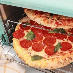 Toasters Nostalgia Retro 1500 W Aqua 12-Slice Convection Toaster Oven With Built-in Timer -MegaChef Sales Shop aqua nostalgia toaster ovens rtov2aq 31 1000