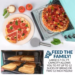 Toasters Nostalgia Retro 1500 W Aqua 12-Slice Convection Toaster Oven With Built-in Timer -MegaChef Sales Shop aqua nostalgia toaster ovens rtov2aq 4f 1000