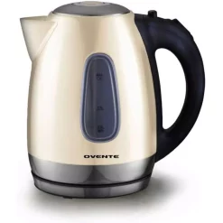 Electric Kettles Ovente 7-Cup Beige Stainless Steel Electric Kettle, Automatic Shut-Off And Boil-Dry Protection