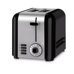 Toasters Cuisinart Compact 2-Slice Black And Stainless Steel Wide Slot Toaster -MegaChef Sales Shop black and stainless steel cuisinart pop up toasters cpt 320p1 c3 1000