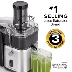 Juicers Hamilton Beach 700-Watt 30 Oz. Black And Stainless Steel Centrifugal Juice Extractor With Whole Fruit Feed Tube -MegaChef Sales Shop black and stainless steel hamilton beach juicers 67840 fa 1000