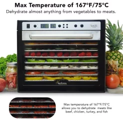 Food Processing Tribest Sedona Supreme Food Dehydrator -MegaChef Sales Shop black and stainless steel tribest dehydrators sdc s101 b 44 1000