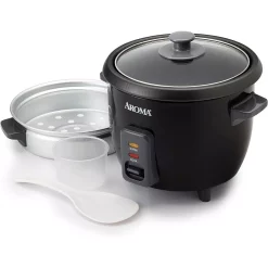 Cookers AROMA 6-Cup Black Rice Cooker With Removable Steam Tray -MegaChef Sales Shop black aroma rice cookers arc 363 1ngb 4f 1000