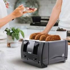 Toasters Better Chef Dual-Control 4-Slice Black Toaster -MegaChef Sales Shop black better chef pop up toasters 98580213m 44 1000