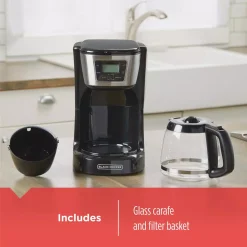 Coffee Makers BLACK+DECKER 12-Cup Programmable Black Coffee Maker With Built-In Timer -MegaChef Sales Shop black black decker drip coffee makers cm2030b 1f 1000
