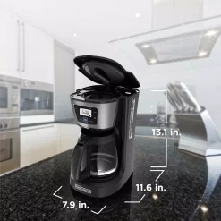 Coffee Makers BLACK+DECKER 12-Cup Programmable Black Coffee Maker With Built-In Timer -MegaChef Sales Shop black black decker drip coffee makers cm2030b 76 1000