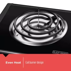 Food Warmers BLACK+DECKER 6 In. Single Burner Black With Temperature Control Hot Plate -MegaChef Sales Shop black black decker hot plates sb1001b 44 1000