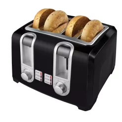 Toasters BLACK+DECKER 4-Slice Black Extra-Wide Slot Toaster With Browning Control 8 Toasters BLACK+DECKER 4-Slice Black Extra-Wide Slot Toaster With Browning Control -MegaChef Sales Shop black black decker pop up toasters t4569b 1f 1000