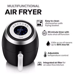 Air Fryers Boyel Living 4.2 Qt. 1500-Watt Black 5 L Frying Pot Digital Air Fryer XL Touchscreen Double Basket -MegaChef Sales Shop black boyel living air fryers ay45001 1f 1000