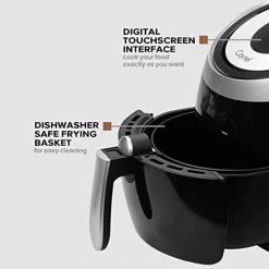 Air Fryers Boyel Living 4.2 Qt. 1500-Watt Black 5 L Frying Pot Digital Air Fryer XL Touchscreen Double Basket -MegaChef Sales Shop black boyel living air fryers ay45001 44 1000