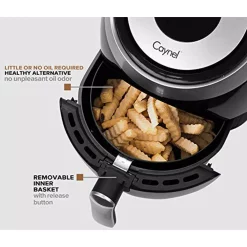 Air Fryers Boyel Living 4.2 Qt. 1500-Watt Black 5 L Frying Pot Digital Air Fryer XL Touchscreen Double Basket -MegaChef Sales Shop black boyel living air fryers ay45001 4f 1000