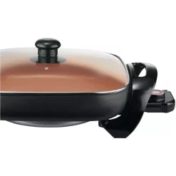 Electric Skillets & Indoor Grills Brentwood Appliances 144 Sq. In. Copper Nonstick Electric Skillet -MegaChef Sales Shop black brentwood appliances electric skillets sk 66 4f 1000