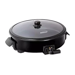 Electric Skillets & Indoor Grills Brentwood Appliances 38 Sq. In. Black Round Nonstick Electric Skillet With Vented Glass Lid