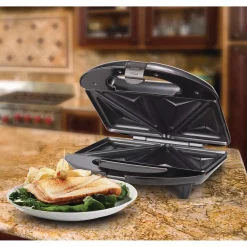 Electric Skillets & Indoor Grills Brentwood Appliances 750 W Black Nonstick Compact Dual Sandwich Maker -MegaChef Sales Shop black brentwood appliances panini presses ts 240b 31 1000