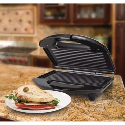 Electric Skillets & Indoor Grills Brentwood Appliances 750 W Black Nonstick Panini Press And Sandwich Maker -MegaChef Sales Shop black brentwood appliances panini presses ts 246 31 1000