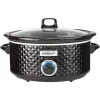 Cookers Brentwood Appliances Diamond 7 Qt. Black Slow Cooker With Tempered Glass Lid