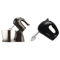 Mixers Brentwood Appliances 3 Qt. 5-Speed Black Electric Stand Mixer With Bowl And 5-Speed Black Electric Hand Mixer