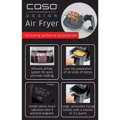 Air Fryers CASO 3.2 Qt. Black Air Fryer With Barbecue Accessories -MegaChef Sales Shop black caso air fryers 13179 1d 1000