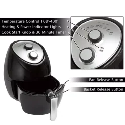 Air Fryers Classic Cuisine 3.7 Qt. Oil-Free Air Fryer -MegaChef Sales Shop black classic cuisine air fryers hw031116 4f 1000