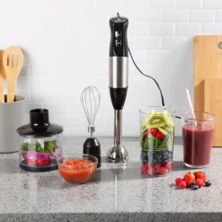 Blenders Classic Cuisine 6-Speed 4-in-1 Black Immersion Blender With Chopper And Whisk Attachment -MegaChef Sales Shop black classic cuisine immersion blenders hw031118 31 1000