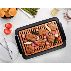 Electric Skillets & Indoor Grills Gotham Steel 234 Sq. In. Black Copper Non-Stick Ti-Ceramic Smoke-less Electric Indoor Grill & Griddle -MegaChef Sales Shop black copper gotham steel indoor grills 1811mdb hd 31 1000
