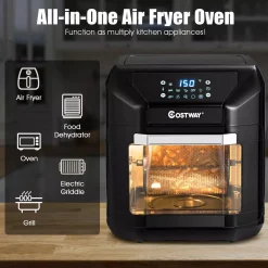 Air Fryers Costway 10.6 Qt. Black Air Fryer With Rotisserie -MegaChef Sales Shop black costway air fryers ep23965 44 1000