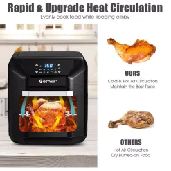 Air Fryers Costway 10.6 Qt. Black Air Fryer With Rotisserie -MegaChef Sales Shop black costway air fryers ep23965 76 1000