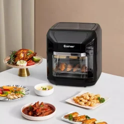 Air Fryers Costway 10.6 Qt. Black Air Fryer With Rotisserie -MegaChef Sales Shop black costway air fryers ep23965 c3 1000
