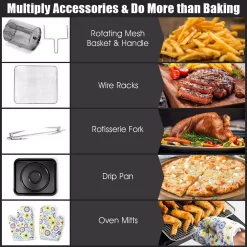 Air Fryers Costway 10.6 Qt. Black Air Fryer With Rotisserie -MegaChef Sales Shop black costway air fryers ep23965 fa 1000