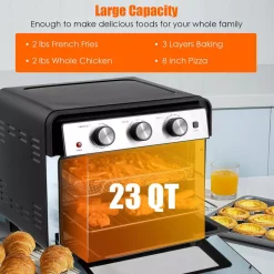 Air Fryers Costway 23 Qt. Black Air Fryer Oven With Rotisserie -MegaChef Sales Shop black costway air fryers ep24633 1f 1000