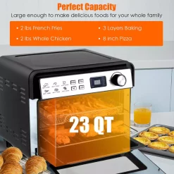 Air Fryers Costway 23 Qt. Black 12-in-1 Air Fryer Oven With Rotisserie 10 Air Fryers Costway 23 Qt. Black 12-in-1 Air Fryer Oven With Rotisserie -MegaChef Sales Shop black costway air fryers ep24643 1f 1000