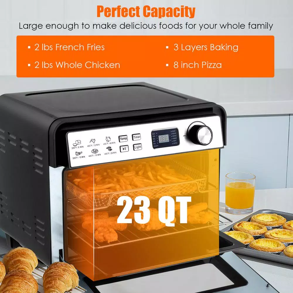 Air Fryers Costway 23 Qt. Black 12-in-1 Air Fryer Oven With Rotisserie 4 Air Fryers Costway 23 Qt. Black 12-in-1 Air Fryer Oven With Rotisserie - Image 4
