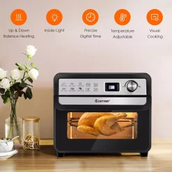 Air Fryers Costway 23 Qt. Black 12-in-1 Air Fryer Oven With Rotisserie 9 Air Fryers Costway 23 Qt. Black 12-in-1 Air Fryer Oven With Rotisserie -MegaChef Sales Shop black costway air fryers ep24643 4f 1000