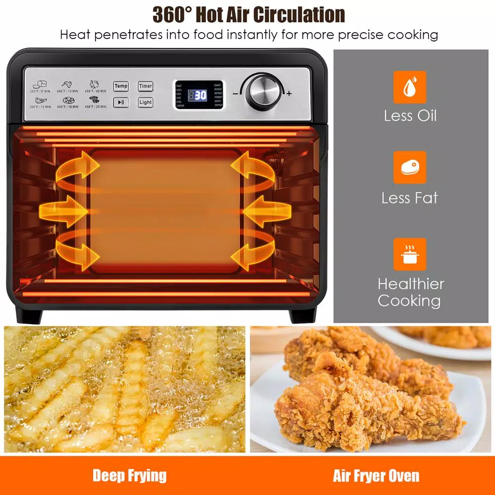 Air Fryers Costway 23 Qt. Black 12-in-1 Air Fryer Oven With Rotisserie 7 Air Fryers Costway 23 Qt. Black 12-in-1 Air Fryer Oven With Rotisserie - Image 7