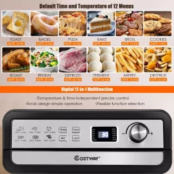 Air Fryers Costway 23 Qt. Black 12-in-1 Air Fryer Oven With Rotisserie 12 Air Fryers Costway 23 Qt. Black 12-in-1 Air Fryer Oven With Rotisserie -MegaChef Sales Shop black costway air fryers ep24643 fa 1000