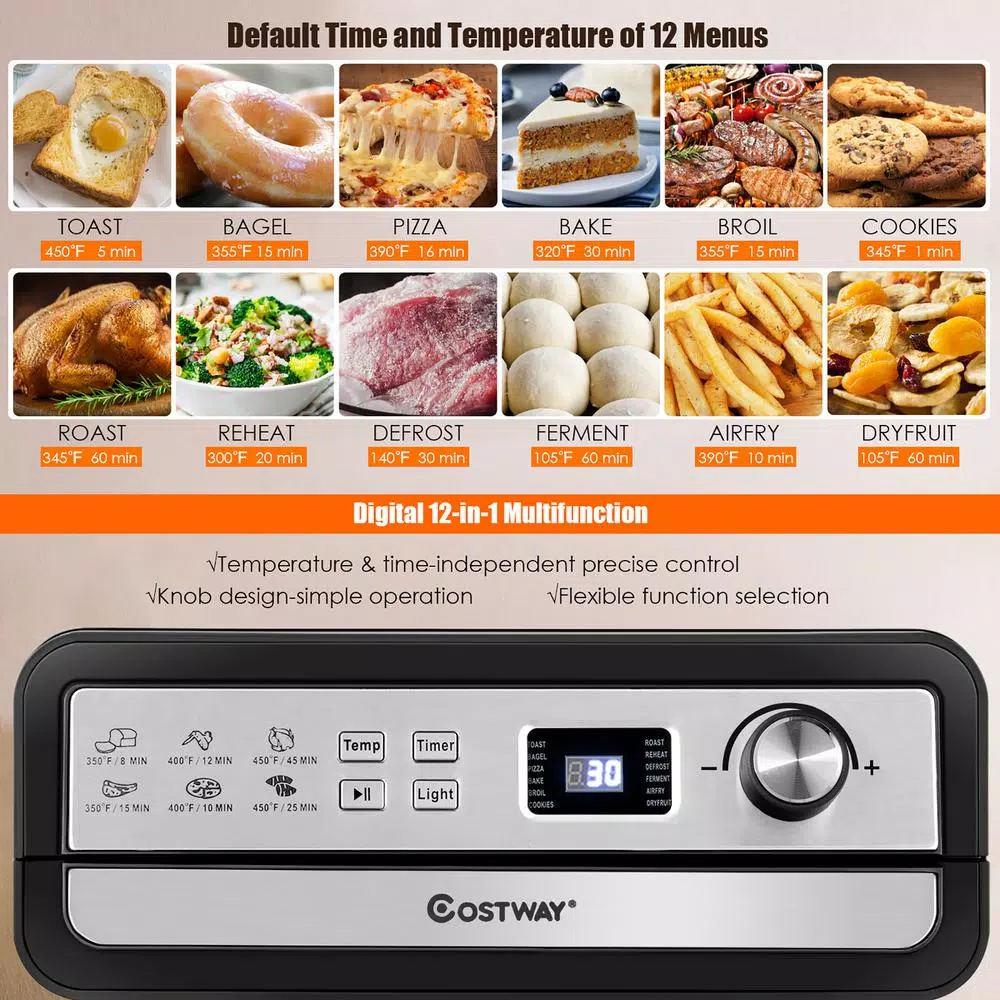 Air Fryers Costway 23 Qt. Black 12-in-1 Air Fryer Oven With Rotisserie 6 Air Fryers Costway 23 Qt. Black 12-in-1 Air Fryer Oven With Rotisserie - Image 6