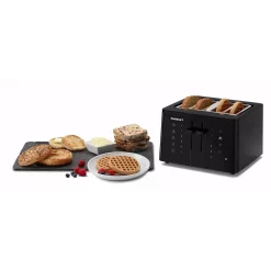 Toasters Cuisinart Touchscreen 4-Slice Black Wide Slot Toaster -MegaChef Sales Shop black cuisinart pop up toasters cpt t40 44 1000