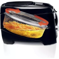 Deep Fryers DeLonghi Roto Fry Cool Touch Low Oil Deep Fryer -MegaChef Sales Shop black delonghi deep fryers d28313uxbk 1f 1000