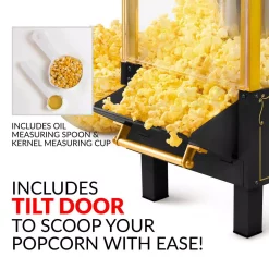 Popcorn Machines Nostalgia 390 W 2.5 Oz. Black Kettle Popcorn Maker With Lighted Interior -MegaChef Sales Shop black gold nostalgia popcorn machines kpm528 44 1000