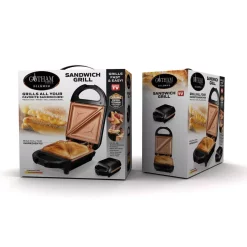Electric Skillets & Indoor Grills Gotham Steel Ti-Ceramic Black Non-Stick Single Sandwich Maker -MegaChef Sales Shop black gotham steel panini presses 2980 1f 1000