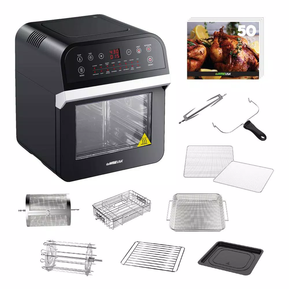 Air Fryers GoWISE USA 12.7 Qt. Black Rotisserie Oven And Air Fryer With Recipe Book 1 Air Fryers GoWISE USA 12.7 Qt. Black Rotisserie Oven And Air Fryer With Recipe Book