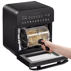 Air Fryers GoWISE USA 1600-Watts 12.7 Qt. Black Air Fryer Oven With Rotisserie, Dehydrator And 11-Cooking Presets -MegaChef Sales Shop black gowise usa air fryers gw44803 fa 1000