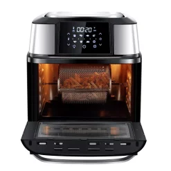 Food Processing GoWISE USA 5-Tray Black/Stainless Steel Food Dehydrator With Stainless Steel Trays, Rotisserie Function, And Air Fryer Function -MegaChef Sales Shop black gowise usa dehydrators gw66100 44 1000