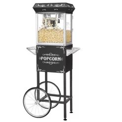 Popcorn Machines Great Northern Foundation 4 Oz. Black Hot Oil Popcorn Machine With Cart
