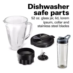Blenders Hamilton Beach Multiblend 52 Oz. 6-Speed Black Countertop Blender With Glass Jar And Travel Jar And Food Chopper -MegaChef Sales Shop black hamilton beach countertop blenders 58242 44 1000